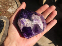 Polished Dark Chevron Amethyst Points x 2 From Zambia - Toprock Gemstones and Minerals 