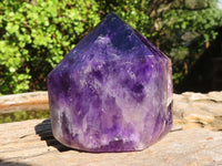 Polished Dark Chevron Amethyst Points x 2 From Zambia - Toprock Gemstones and Minerals 