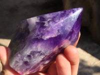 Polished Dark Chevron Amethyst Points x 2 From Zambia - Toprock Gemstones and Minerals 