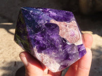 Polished Dark Chevron Amethyst Points x 2 From Zambia - Toprock Gemstones and Minerals 