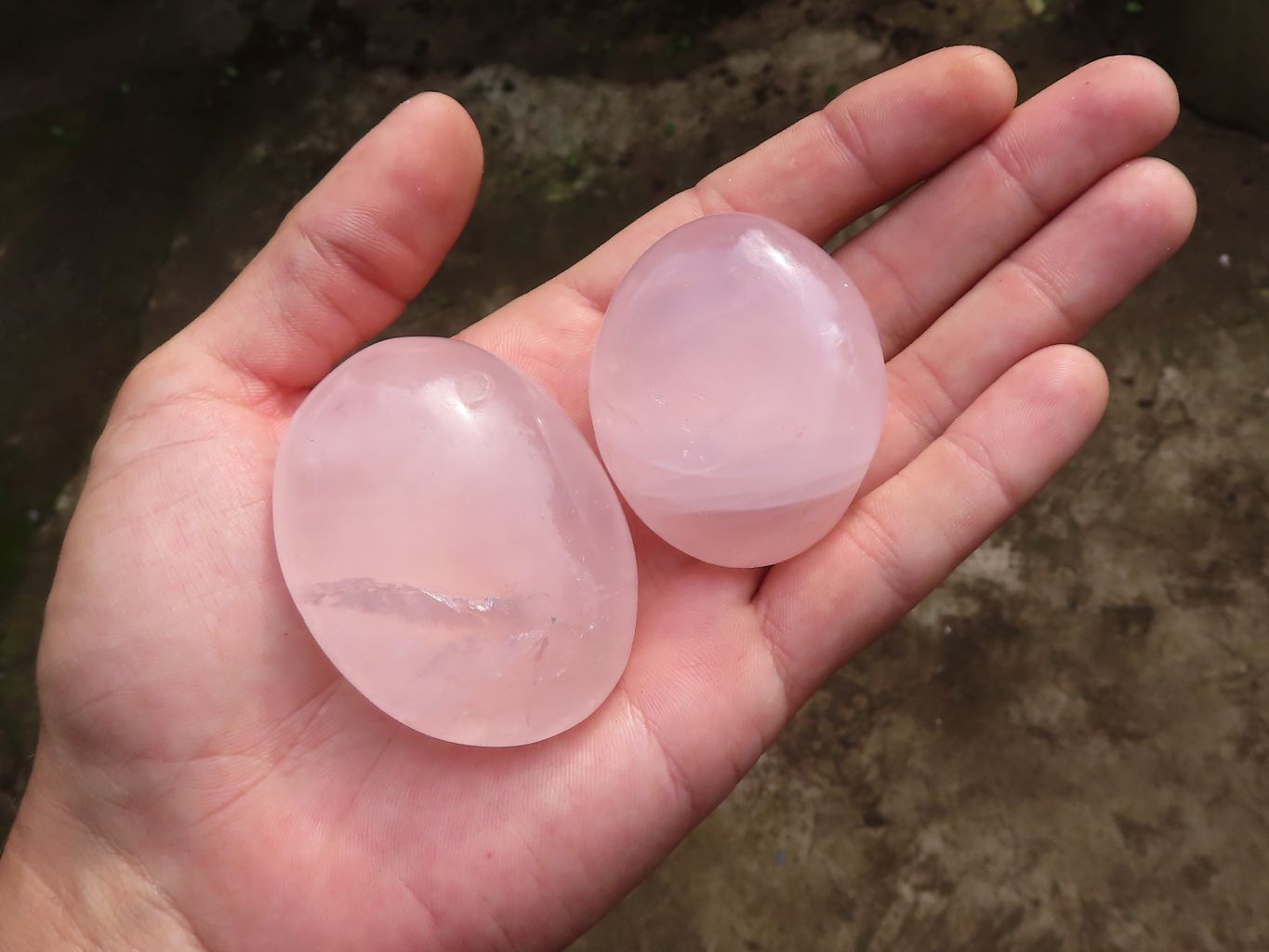 Polished Gemmy Pink Rose Quartz Palm Stones  x 12 From Madagascar - Toprock Gemstones and Minerals 
