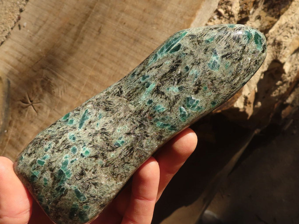Polished Rare Emerald Mica In Matrix Standing Free Forms x 2 From Mutoko, Zimbabwe - Toprock Gemstones and Minerals 