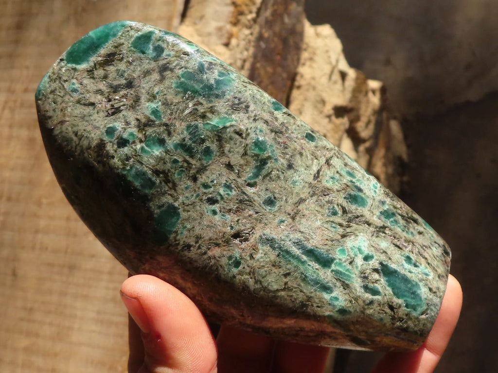 Polished Rare Emerald Mica In Matrix Standing Free Forms x 2 From Mutoko, Zimbabwe - Toprock Gemstones and Minerals 