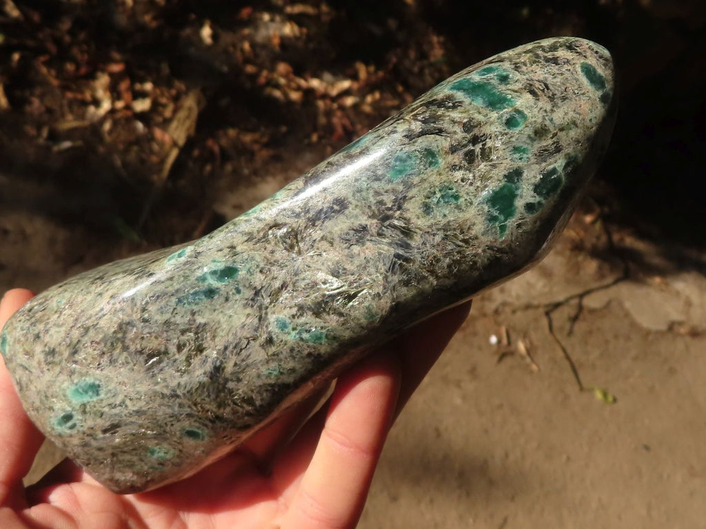 Polished Rare Emerald Mica In Matrix Standing Free Forms x 2 From Mutoko, Zimbabwe - Toprock Gemstones and Minerals 