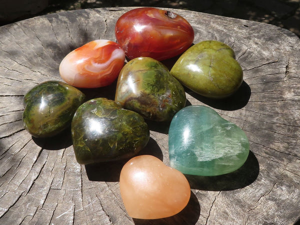 Polished Lovely Mixed Selection Of Gemstone Hearts x 8 From Madagascar - TopRock