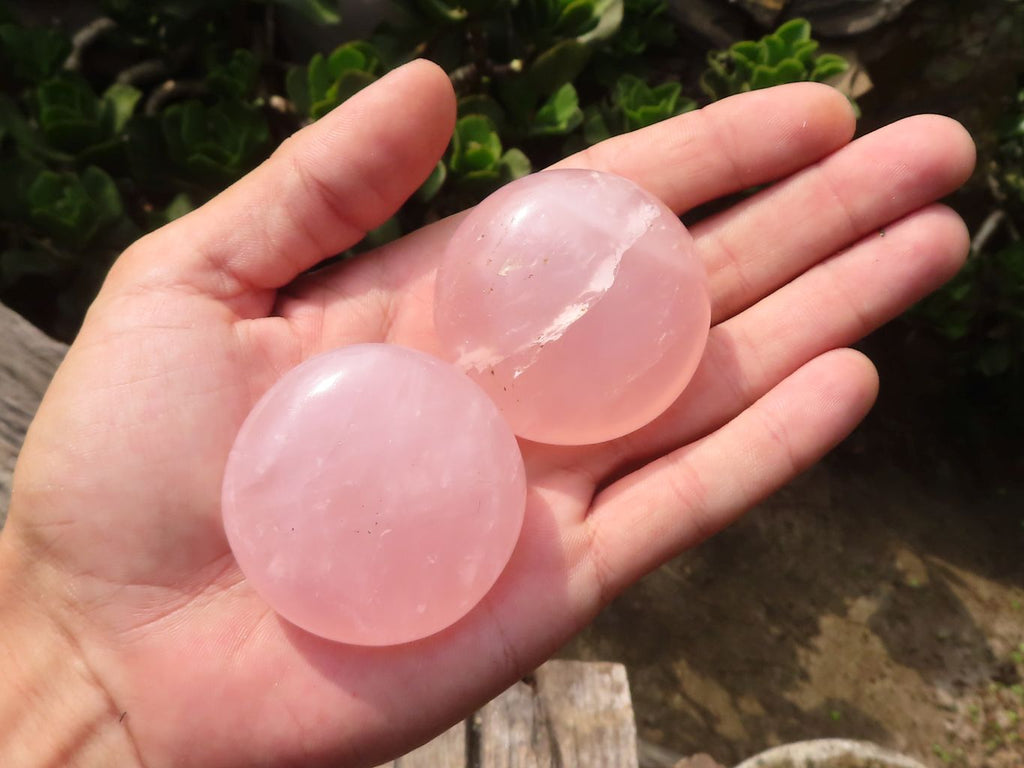 Polished Gemmy Pink Rose Quartz Palm Stones  x 12 From Madagascar - Toprock Gemstones and Minerals 