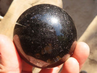 Polished Schorl Black Tourmaline Spheres x 3 From Madagascar - Toprock Gemstones and Minerals 