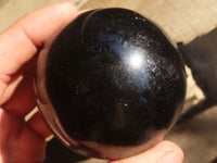 Polished Schorl Black Tourmaline Spheres x 3 From Madagascar - Toprock Gemstones and Minerals 