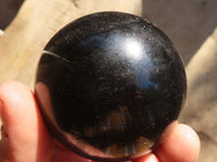 Polished Schorl Black Tourmaline Spheres x 3 From Madagascar - Toprock Gemstones and Minerals 