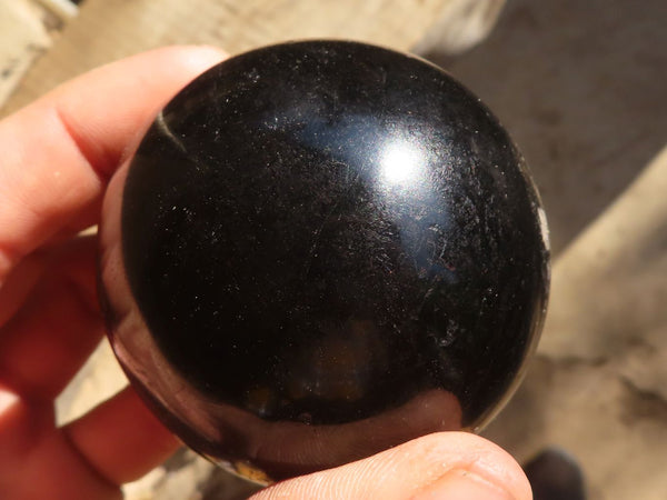 Polished Schorl Black Tourmaline Spheres x 3 From Madagascar - Toprock Gemstones and Minerals 