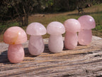 Polished Gemmy Pink Rose Quartz Mushrooms  x 5 From Madagascar - TopRock