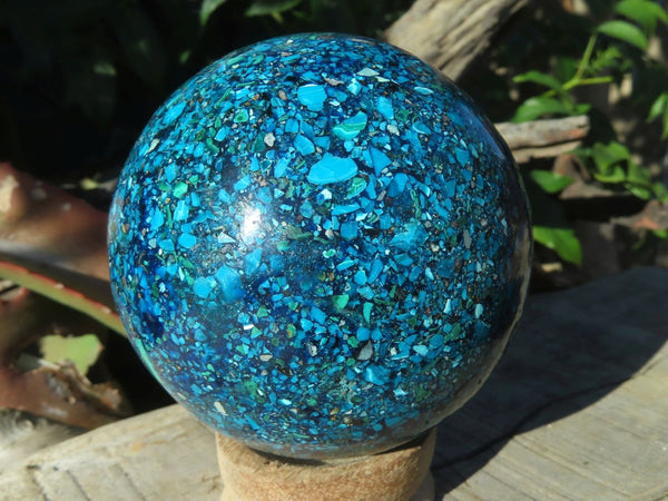 Polished Chrysocolla & Azurite Conglomerate Sphere x 1 From Congo - TopRock