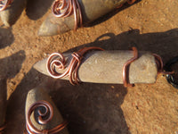 Polished Belemnite Bullet Fossil Rostrums In Copper Art Wire Wrap Pendant - sold per piece From Madagascar - TopRock