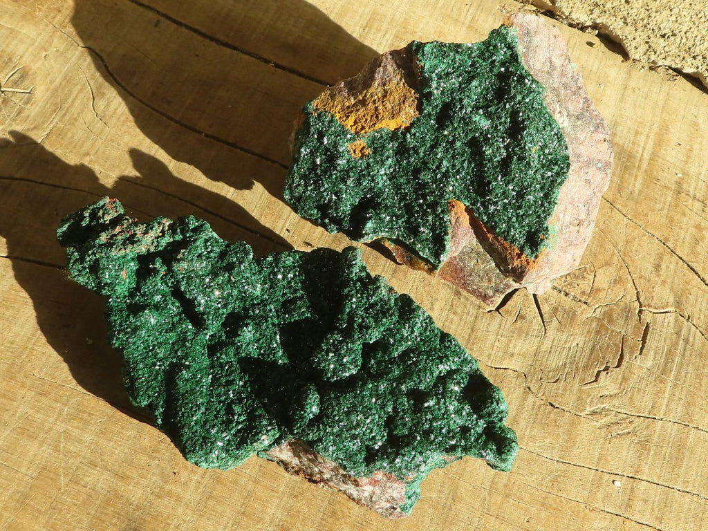 Natural Beautiful Crystalline Malachite Specimens  x 3 From Congo - Toprock Gemstones and Minerals 
