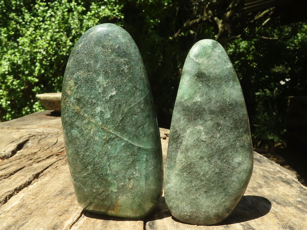Polished Green Fuchsite Quartz With Pyrite Standing Free Forms  x 2 From Madagascar - TopRock