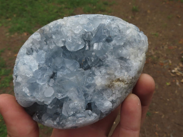 Polished Blue Celestite Crystal Egg Geodes  x 3 From Sakoany, Madagascar - TopRock