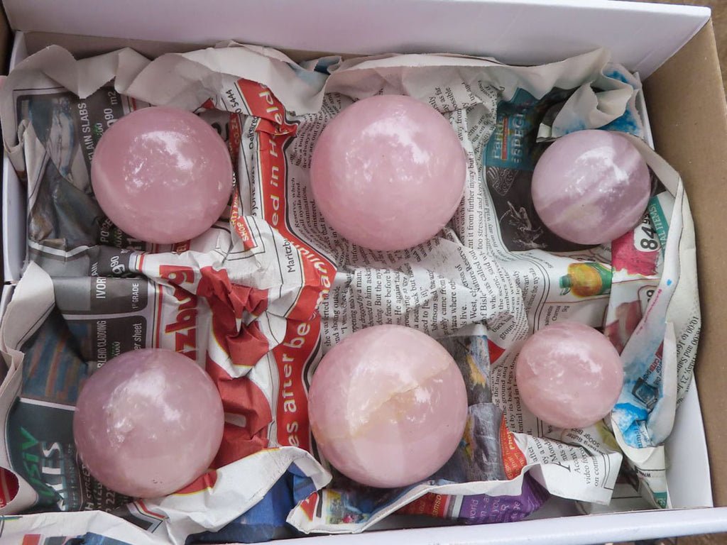 Polished Pink Rose Quartz Spheres  x 6 From Ambatondrazaka, Madagascar - TopRock