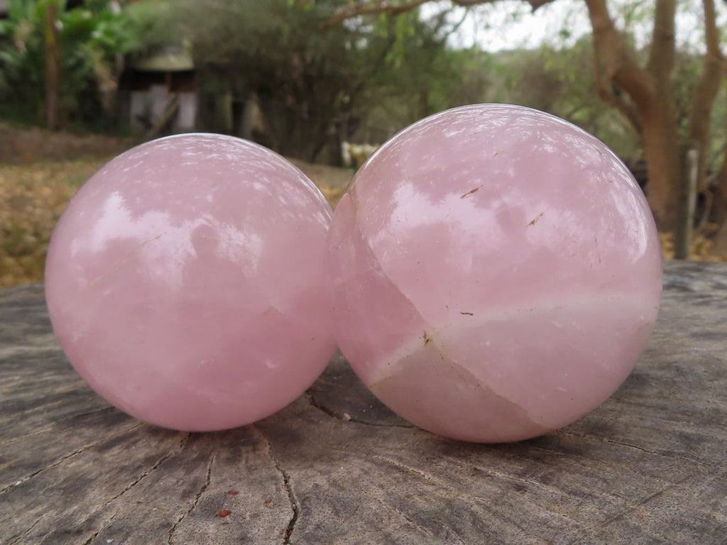 Polished Pink Rose Quartz Spheres  x 6 From Ambatondrazaka, Madagascar - TopRock