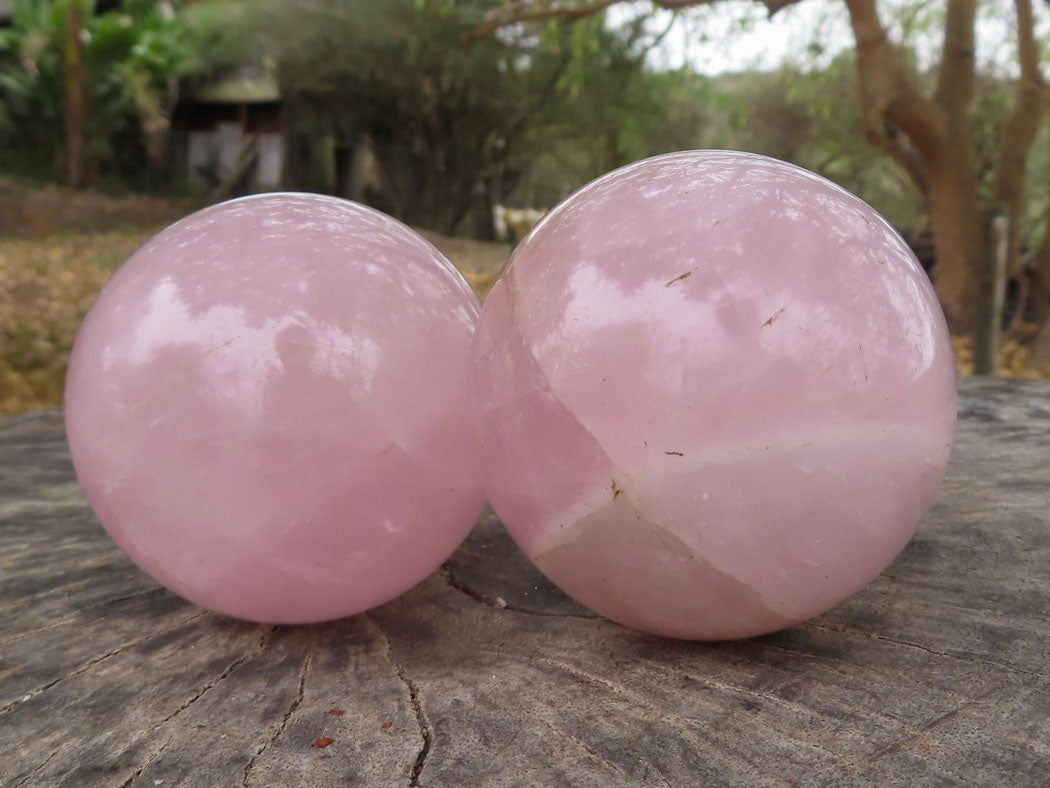 Polished Pink Rose Quartz Spheres  x 6 From Ambatondrazaka, Madagascar - TopRock