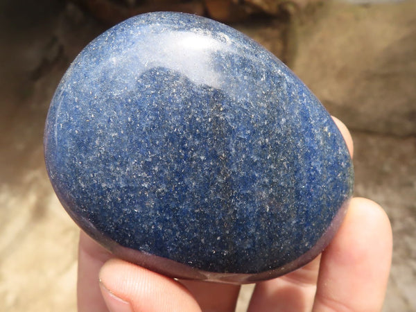 Polished Blue Lazulite Palm Stones  x 12 From Madagascar
