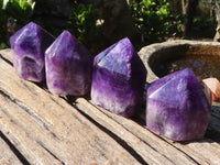 Polished Deep Purple Chevron Amethyst Points  x 4 From Zambia - Toprock Gemstones and Minerals 