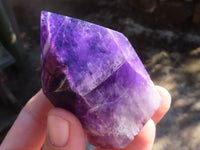 Polished Deep Purple Chevron Amethyst Points  x 4 From Zambia - Toprock Gemstones and Minerals 