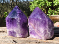 Polished Deep Purple Chevron Amethyst Points  x 4 From Zambia - Toprock Gemstones and Minerals 