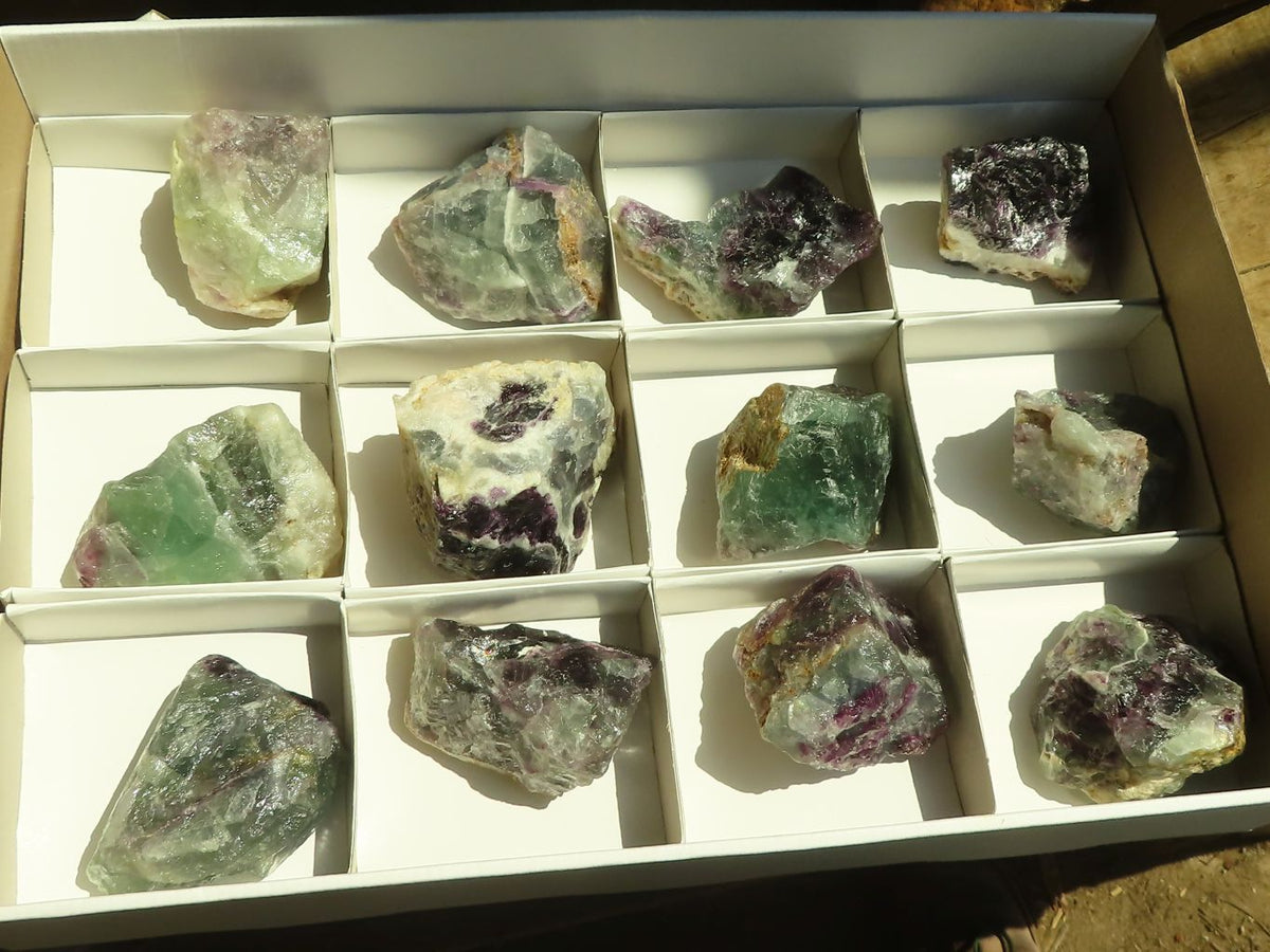 Natural Rough Watermelon Fluorite Cobbed Specimens  x 12 From Uis, Namibia - Toprock Gemstones and Minerals 