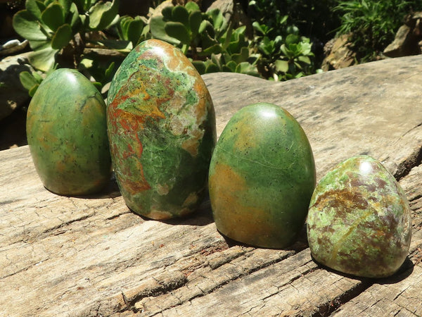 Polished Nickel Chrysoprase Standing Free Forms & Hearts  x 6 From Madagascar - TopRock