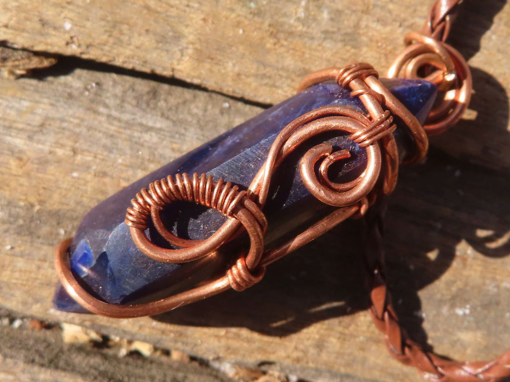 Polished Copper Wire Wrapped Sodalite Pendants x 6 From Namibia - Toprock Gemstones and Minerals 