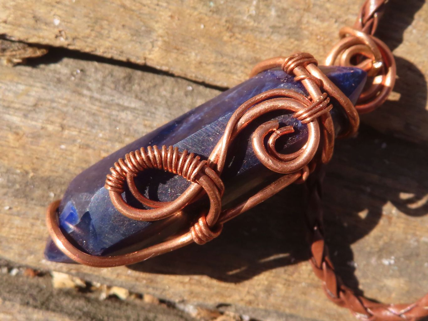Polished Copper Wire Wrapped Sodalite Pendants x 6 From Namibia - Toprock Gemstones and Minerals 