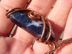 Polished Copper Wire Wrapped Sodalite Pendants x 6 From Namibia - Toprock Gemstones and Minerals 