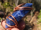 Polished Copper Wire Wrapped Sodalite Pendants x 6 From Namibia - Toprock Gemstones and Minerals 