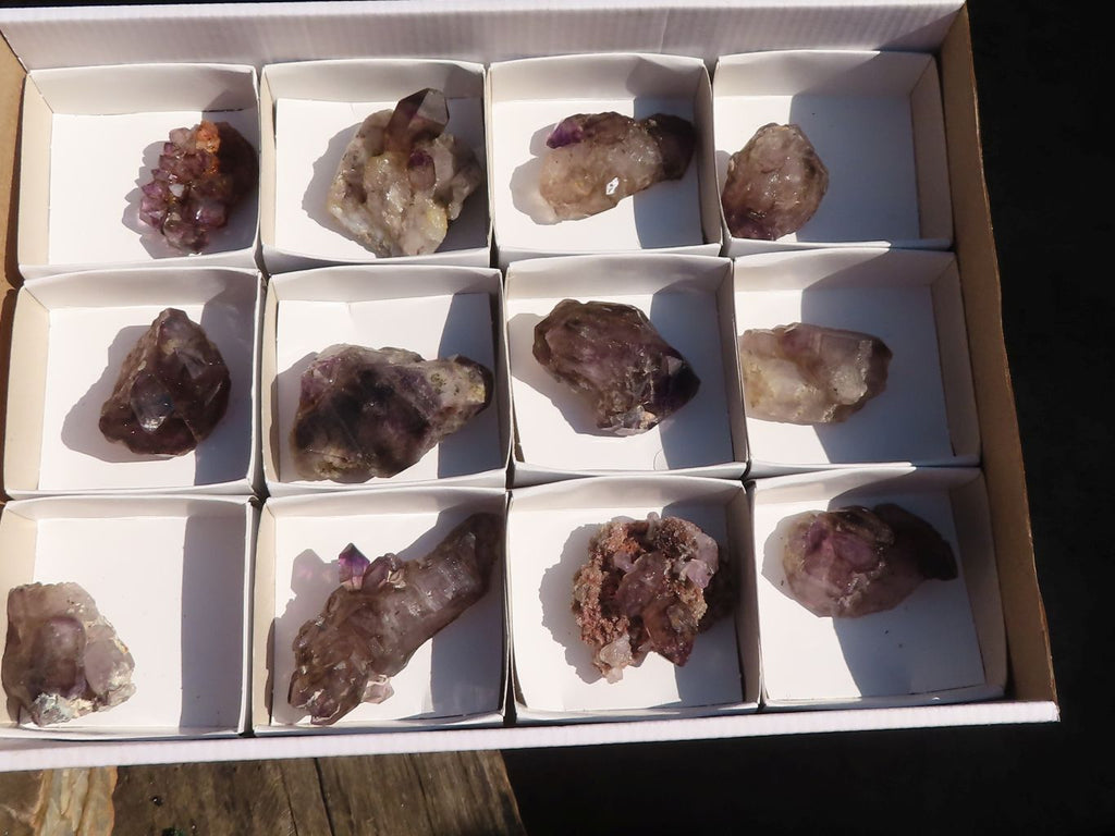 Natural Smokey Window Amethyst Crystal Specimens  x 12 From Chiredzi, Zimbabwe - Toprock Gemstones and Minerals 