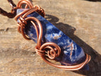 Polished Copper Wire Wrapped Sodalite Pendants x 6 From Namibia - Toprock Gemstones and Minerals 