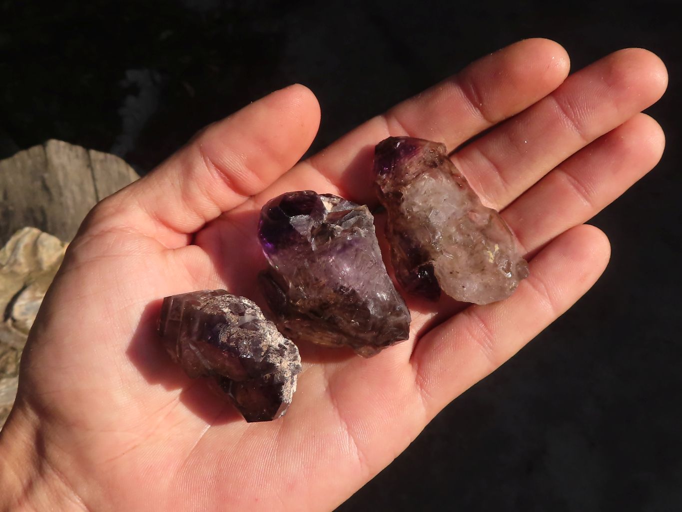 Natural Smokey Window Amethyst Crystal Specimens  x 12 From Chiredzi, Zimbabwe - Toprock Gemstones and Minerals 