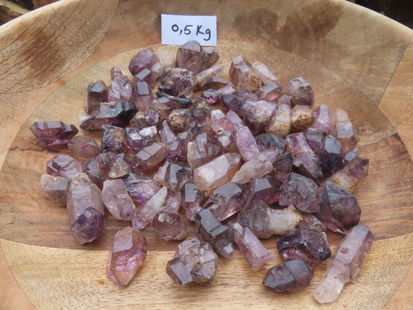 Natural Mine Run Mini to Small Amethyst/Smokey Quartz Crystals - sold per 500g - From Chiredzi, Zimbabwe - TopRock
