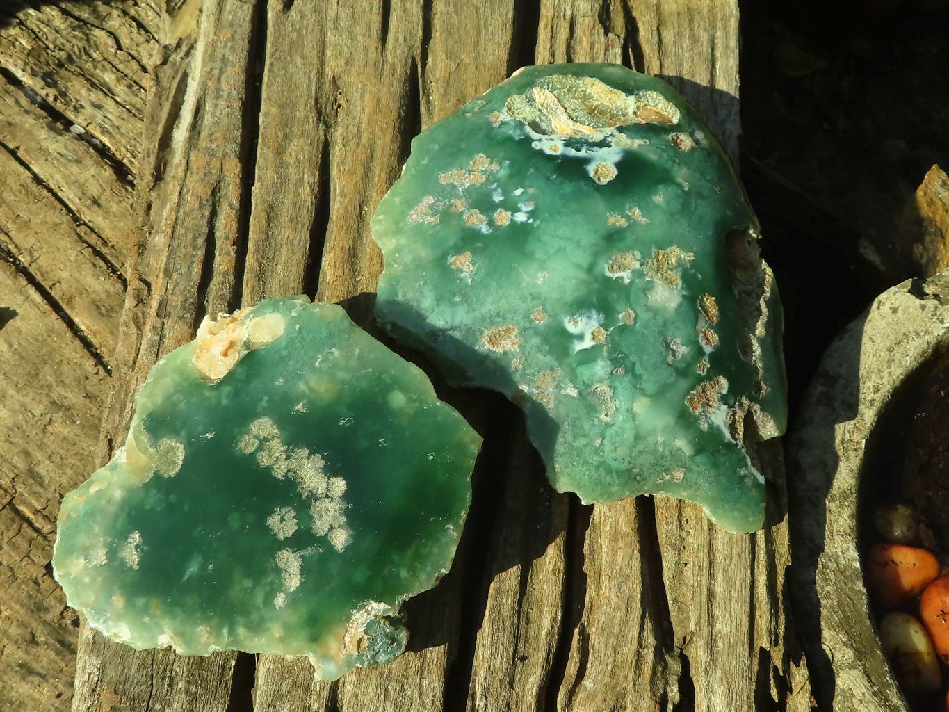 Polished One Side Polished Emerald Mtorolite Plates  x 2 From Zimbabwe - Toprock Gemstones and Minerals 