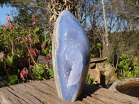 Polished Blue Lace Agate Standing Free Form x 1 From Nsanje, Malawi - Toprock Gemstones and Minerals 