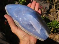 Polished Blue Lace Agate Standing Free Form x 1 From Nsanje, Malawi - Toprock Gemstones and Minerals 