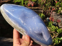 Polished Blue Lace Agate Standing Free Form x 1 From Nsanje, Malawi - Toprock Gemstones and Minerals 