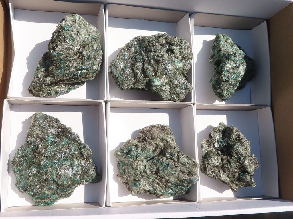 Natural Rare Emerald Mica In Matrix Cobbed Specimens x 6 From Mutoko, Zimbabwe - Toprock Gemstones and Minerals 