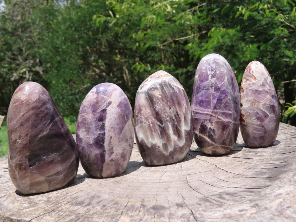 Polished Dream Amethyst Standing Free Forms x 5 From Madagascar - TopRock