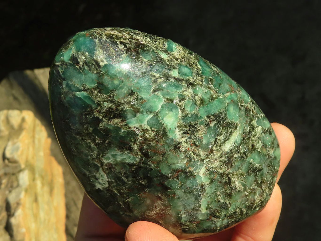 Polished Emerald Mica In Matrix Standing Free Forms x 2 From Mutoko, Zimbabwe - Toprock Gemstones and Minerals 