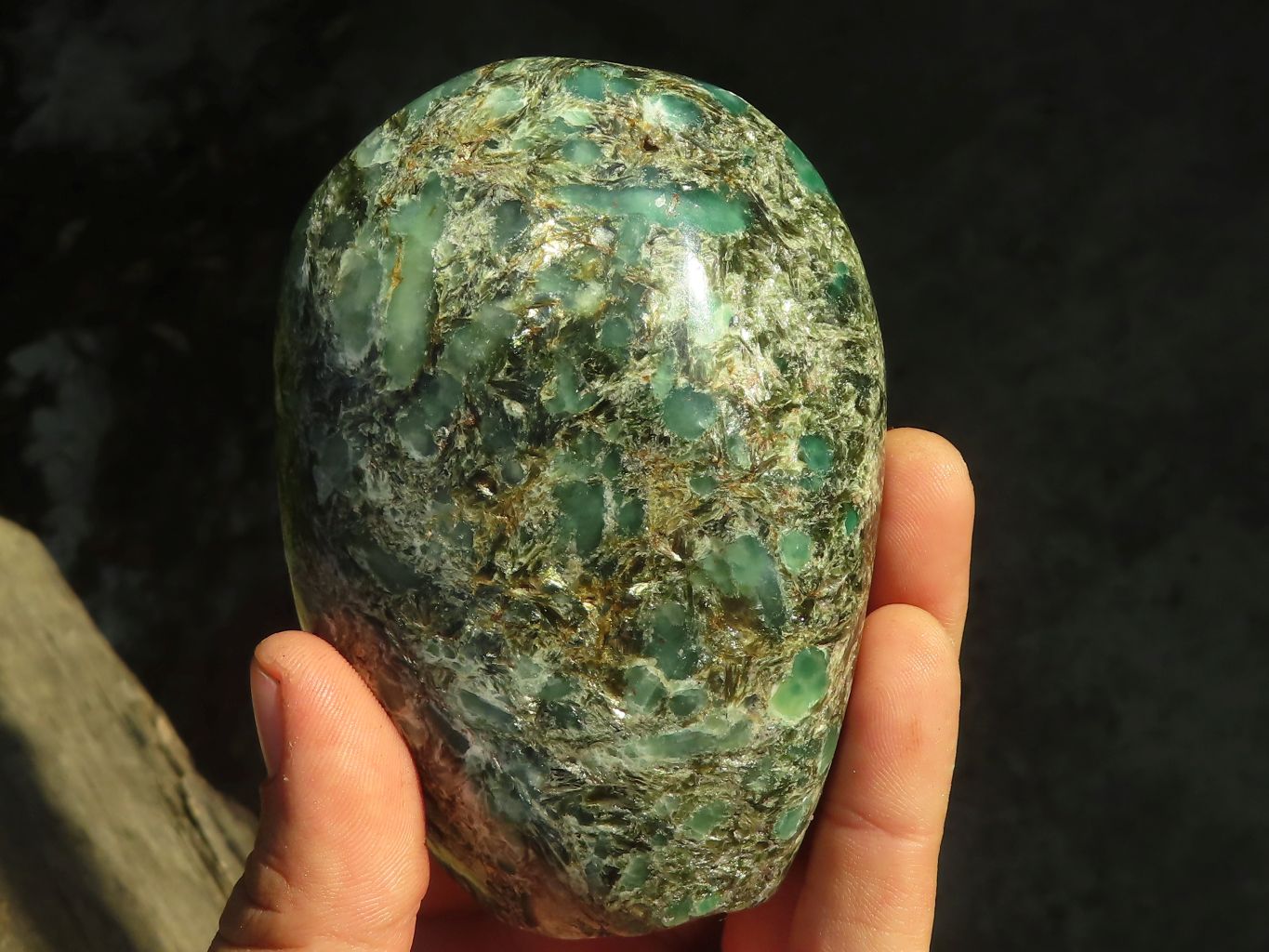 Polished Emerald Mica In Matrix Standing Free Forms x 2 From Mutoko, Zimbabwe - Toprock Gemstones and Minerals 