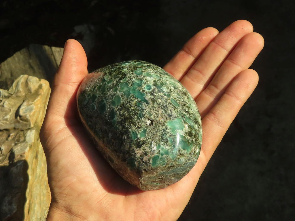 Polished Emerald Mica In Matrix Standing Free Forms x 2 From Mutoko, Zimbabwe - Toprock Gemstones and Minerals 