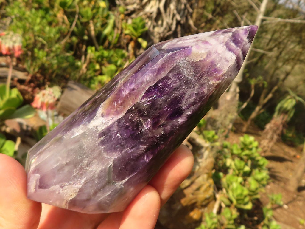Polished Gemmy Chevron Amethyst Points  x 3 From Zambia - Toprock Gemstones and Minerals 