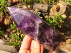Polished Gemmy Chevron Amethyst Points  x 3 From Zambia - Toprock Gemstones and Minerals 