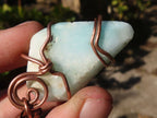 Polished Copper Wire Wrapped Blue Smithsonite Pendants x 8 From Congo - Toprock Gemstones and Minerals 