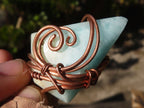 Polished Copper Wire Wrapped Blue Smithsonite Pendants x 8 From Congo - Toprock Gemstones and Minerals 